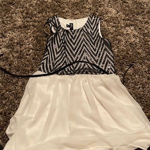 Black and white sequin dress